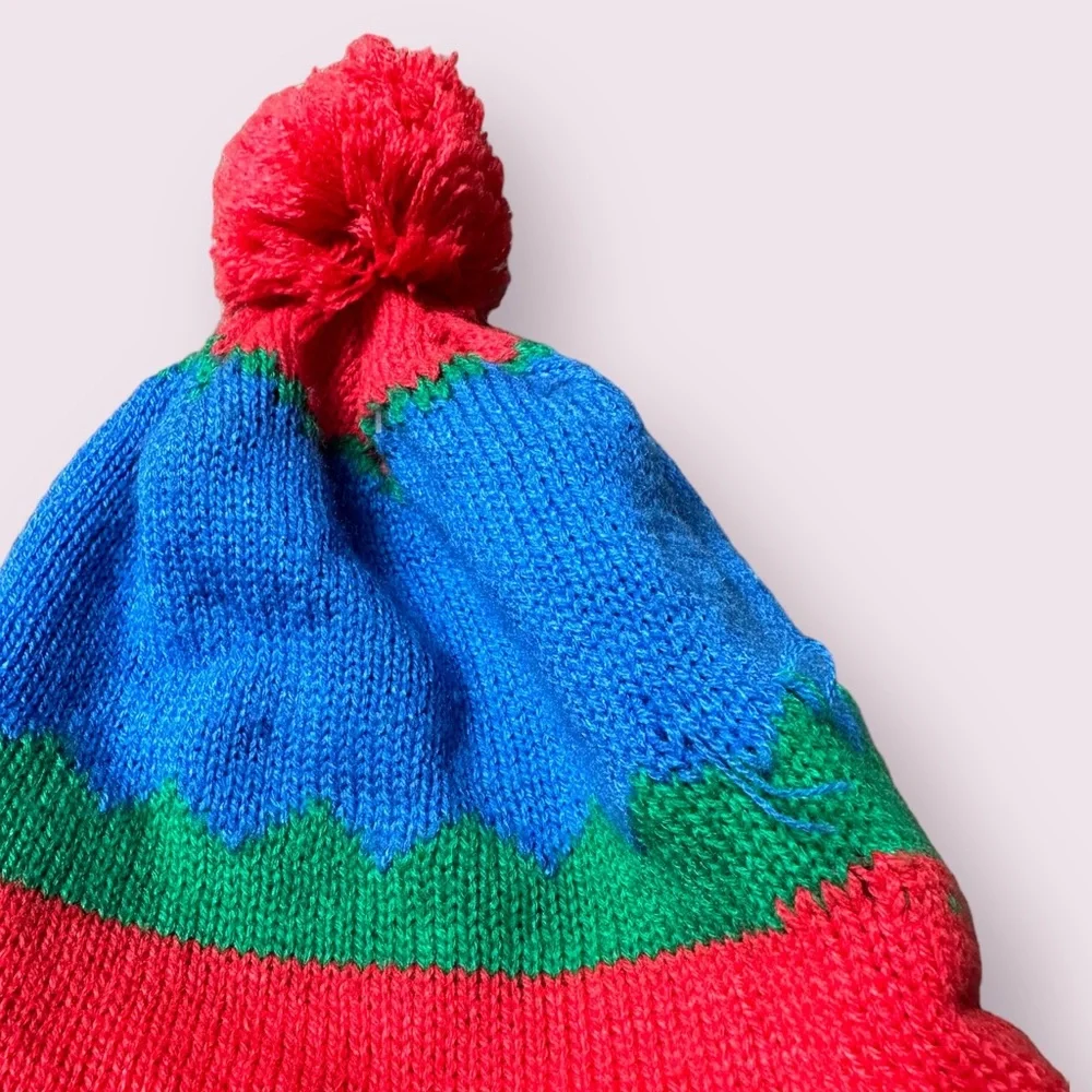 Vintage Toddler Disney Lion King Simba Red Blue Green Pom Pom Winter Knit Hat